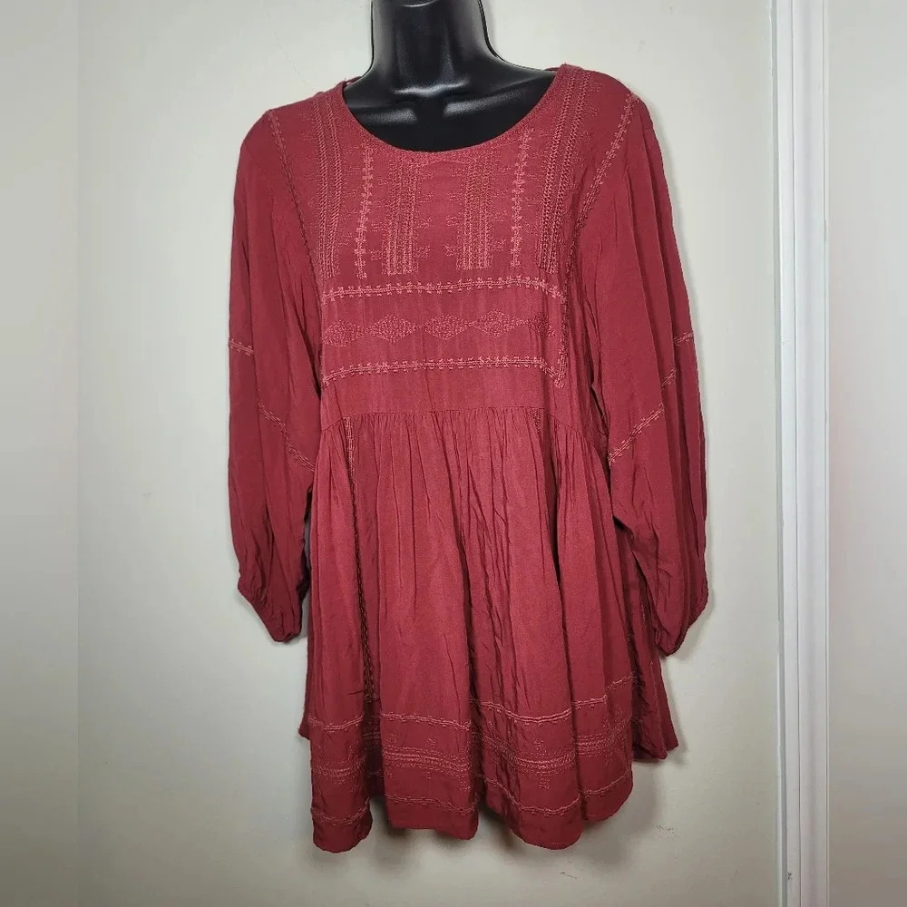 Altar’d State Maroon Lace Babydoll Dress sz S